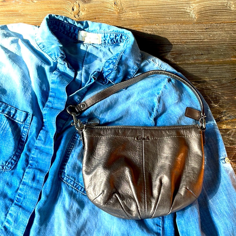 Coach Bronze Metallic Leather Mini Shoulders Bag Euc Gem